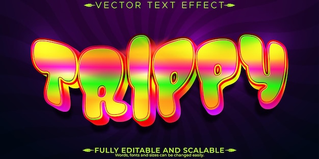 Kostenloser Vektor trippy-texteffekt, bearbeitbarer glitch- und drogentextstil