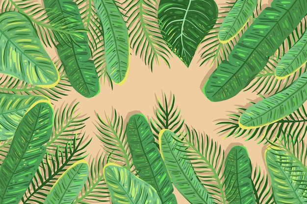 Tropische Blumen / Blätter - Hintergrund für Zoom
