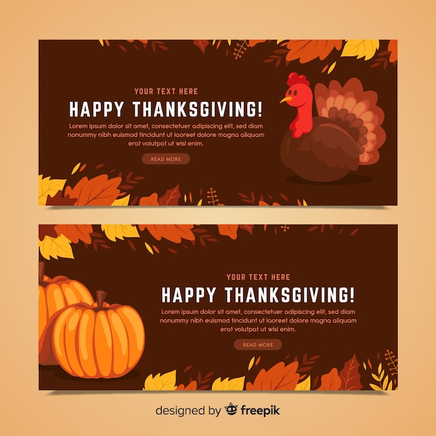 Truthahn thanksgiving tag banner-set