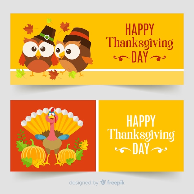 Truthahn thanksgiving tag banner-set