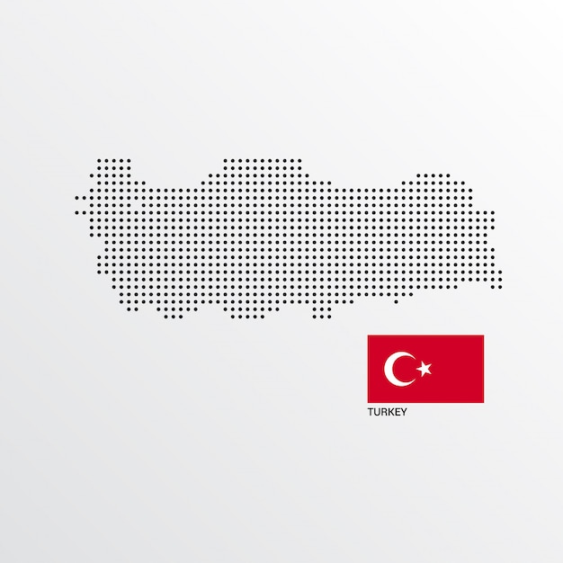 Türkei-kartenentwurf mit flaggen- und hellem hintergrundvektor