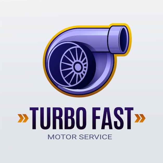 Kostenloser Vektor turbo-logo-design mit farbverlauf