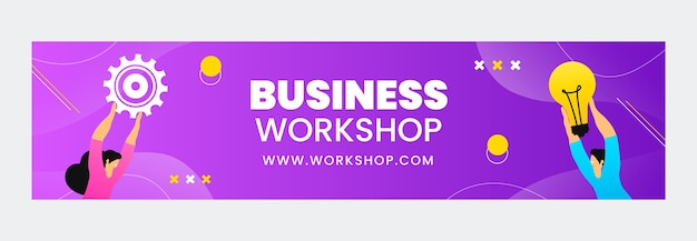 Twitch-banner für business-workshops mit farbverlauf