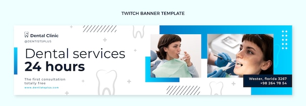 Twitch-Banner für Zahnkliniken mit Farbverlauf
