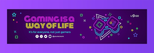 Twitch-banner mit flachem design-gaming-konzept