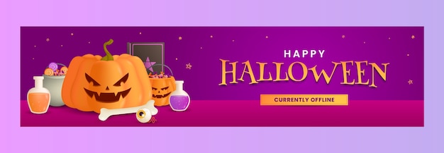 Kostenloser Vektor twitch-banner mit halloween-farbverlauf