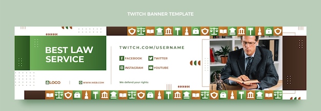 Twitch-Banner-Vorlage für Anwaltskanzlei im flachen Design