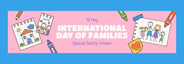 Twitch-banner-vorlage für den internationalen tag der familien