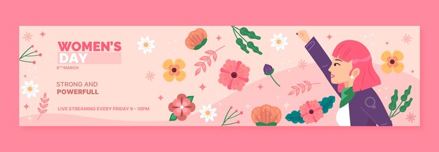 Twitch-Banner-Vorlage für die Feier zum internationalen Frauentag