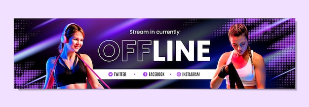 Kostenloser Vektor twitch-banner-vorlage für sportvereine