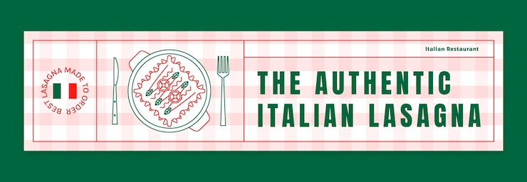 Kostenlose Vektor twitch-banner-vorlage für traditionelles italienisches restaurant