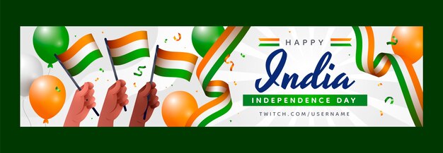 Twitch-Banner zum indischen Unabhängigkeitstag mit Farbverlauf