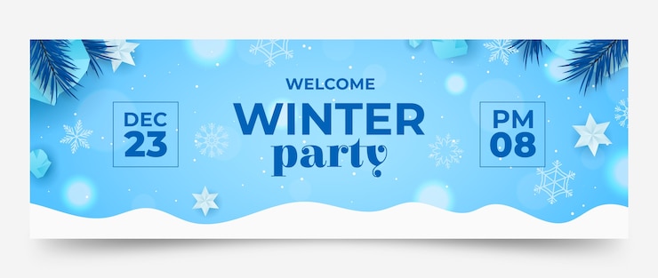 Kostenlose Vektor twitch-header-vorlage für winterpartys
