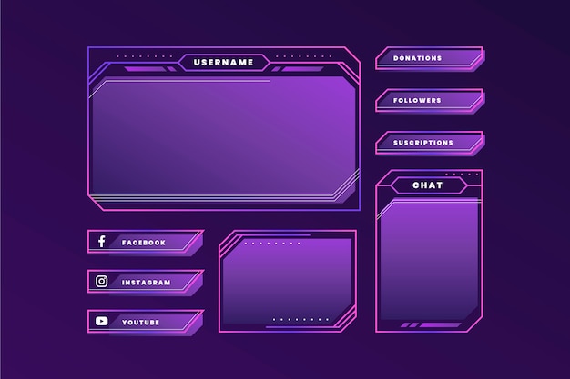 Kostenloser Vektor twitch-panels mit farbverlauf