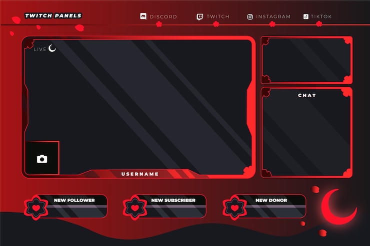 Kostenlose Vektor twitch-panels mit farbverlauf