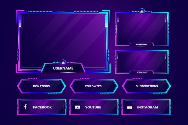 Twitch-panels-paket mit farbverlauf