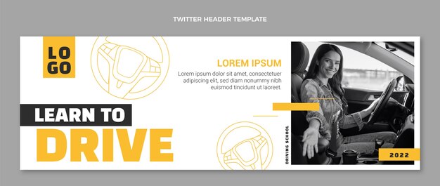 Twitter-Header der Fahrschule im flachen Design