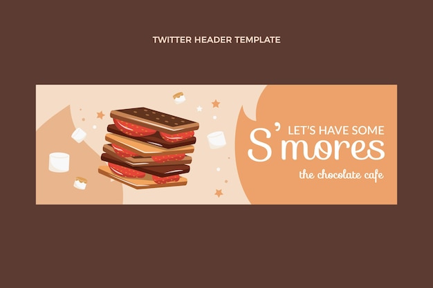 Kostenloser Vektor twitter-header für desserts im flachen design