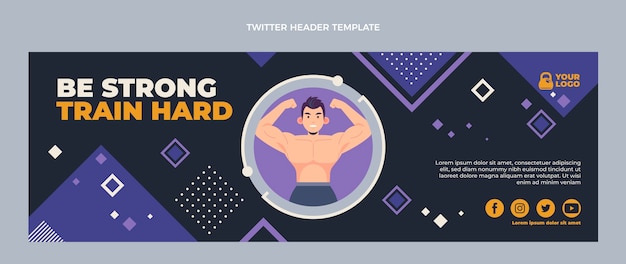 Twitter-header für fitnesstraining im flachen design