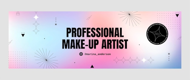 Kostenloser Vektor twitter-header für make-up-künstler mit farbverlauf
