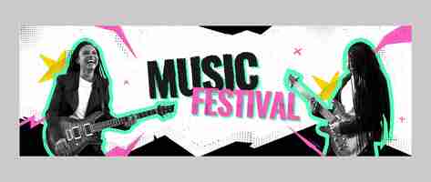 Kostenloser Vektor twitter-header für musikfestival im flachen design