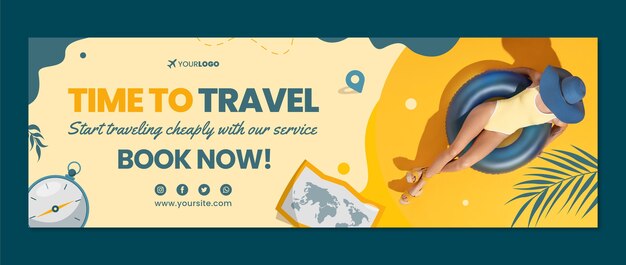 Twitter-Header für Reisebüros mit flachem Design