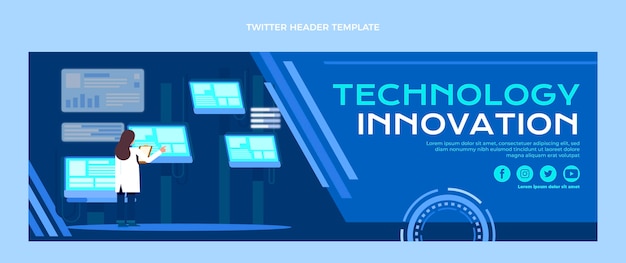 Kostenloser Vektor twitter-header mit flat-design-technologie