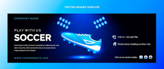 Twitter-Header-Vorlage für Fußball mit Farbverlauf