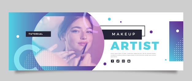 Kostenloser Vektor twitter-header-vorlage für make-up-künstler mit farbverlauf