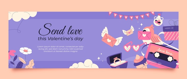 Kostenloser Vektor twitter-header-vorlage zur feier des valentinstags