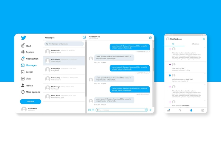 Kostenlose Vektor twitter-oberfläche
