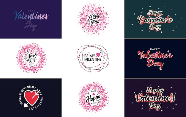 Kostenloser Vektor typografieplakat des glücklichen valentinstags mit dem handgeschriebenen kalligraphietext lokalisiert auf weißer hintergrundvektorillustration