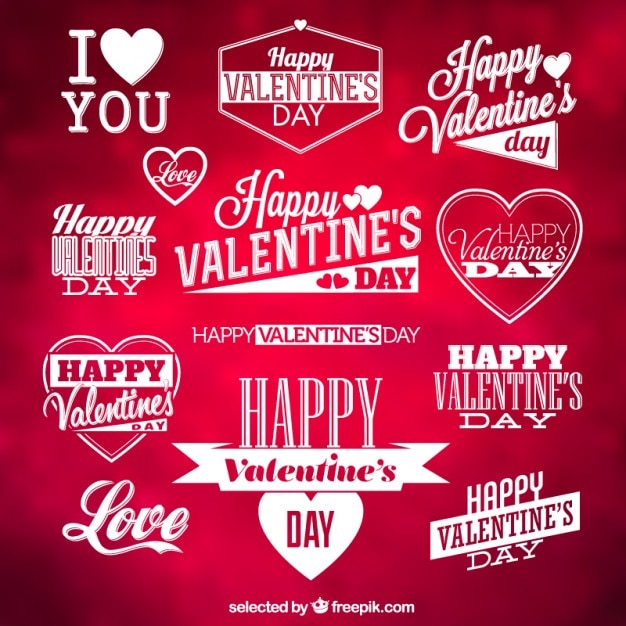 Kostenloser Vektor typografische valentines labels