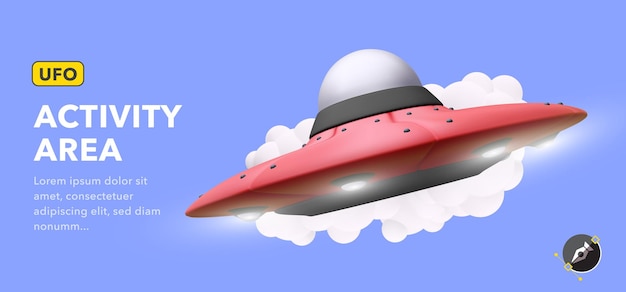 UFO. Futuristisches UFO auf Blau