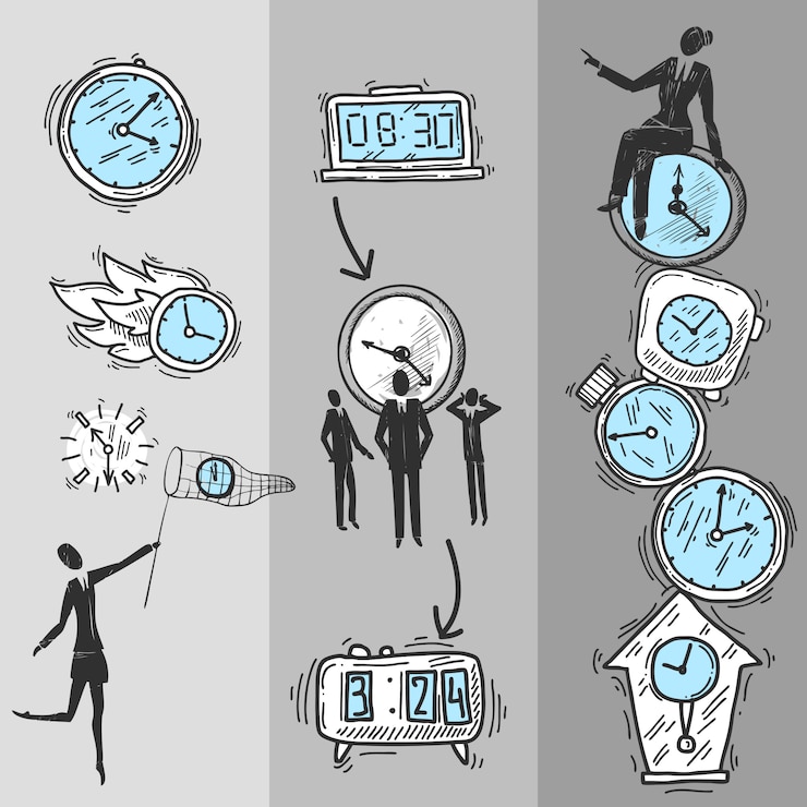 Kostenlose Vektor uhr-banner eingestellt