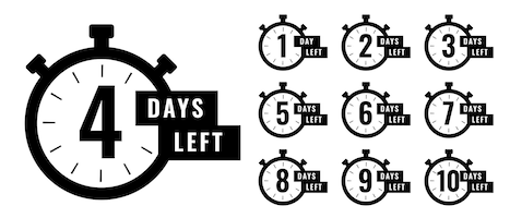 Uhr mit countdown-zeit für die anzahl der verbleibenden tage