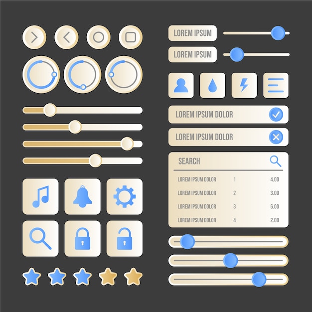 Kostenloser Vektor ui-kit-sammlung mit farbverlauf