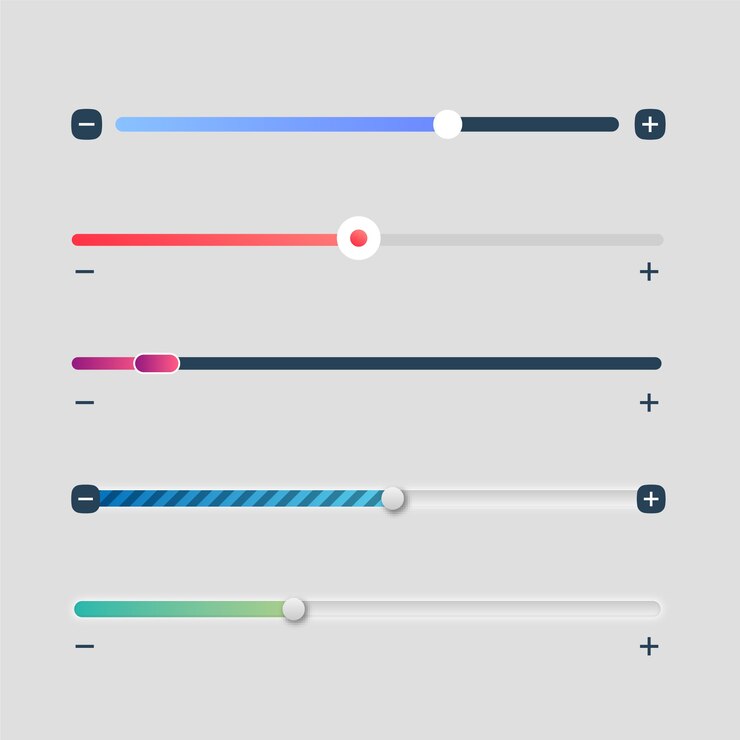Kostenlose Vektor ui-slider-sammlung mit farbverlauf