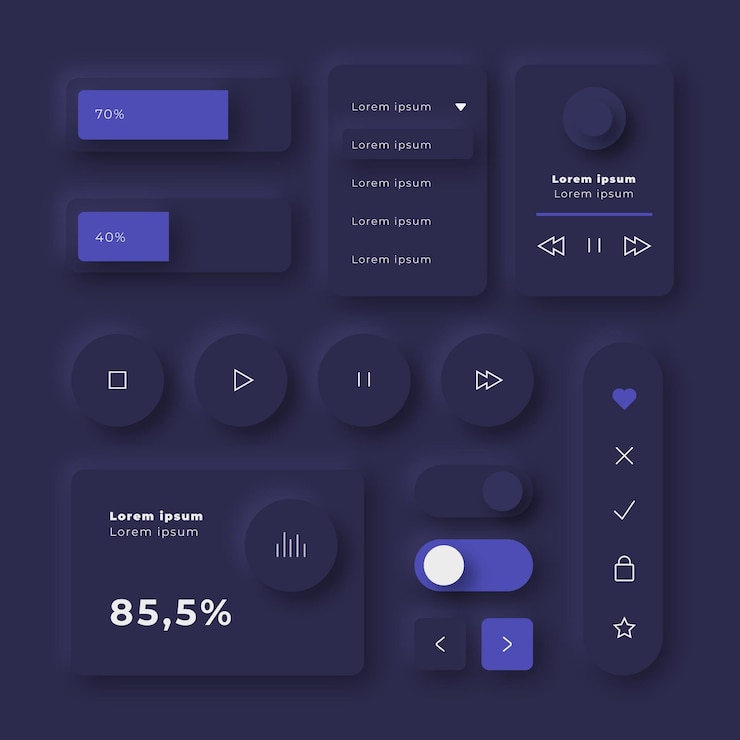 Kostenlose Vektor ui/ux-elementsammlung mit farbverlauf