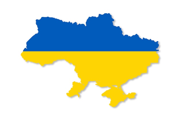 Ukraine-karte mit nationalflaggenfarben