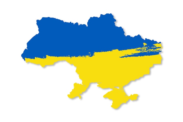 Ukraine-Karte mit Pinselstrichen-Flagge