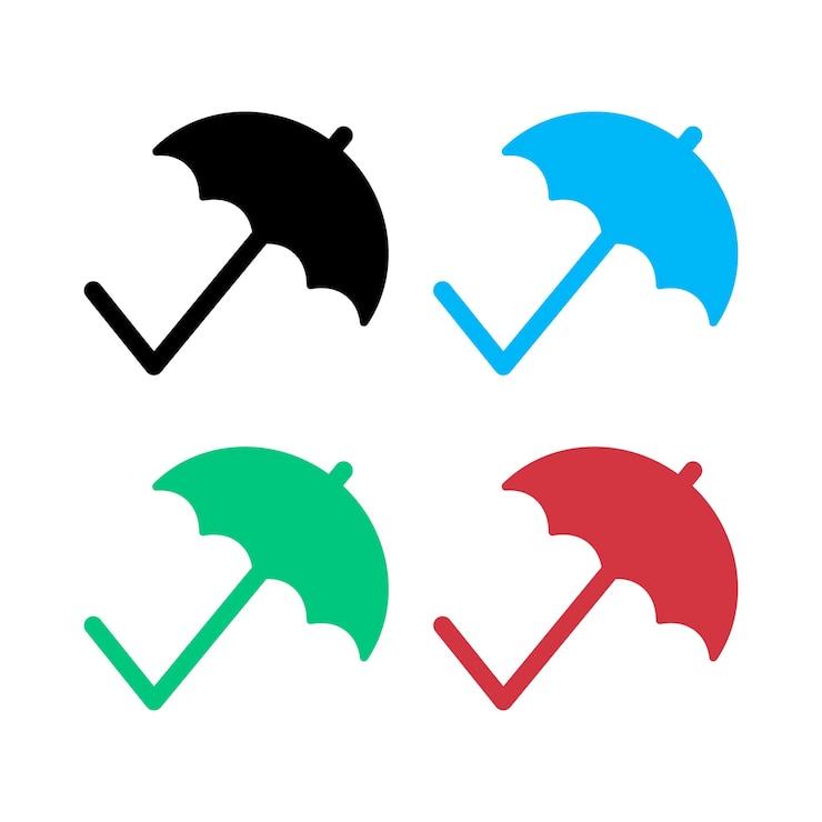 Kostenlose Vektor umbrella-check-markierungssatz