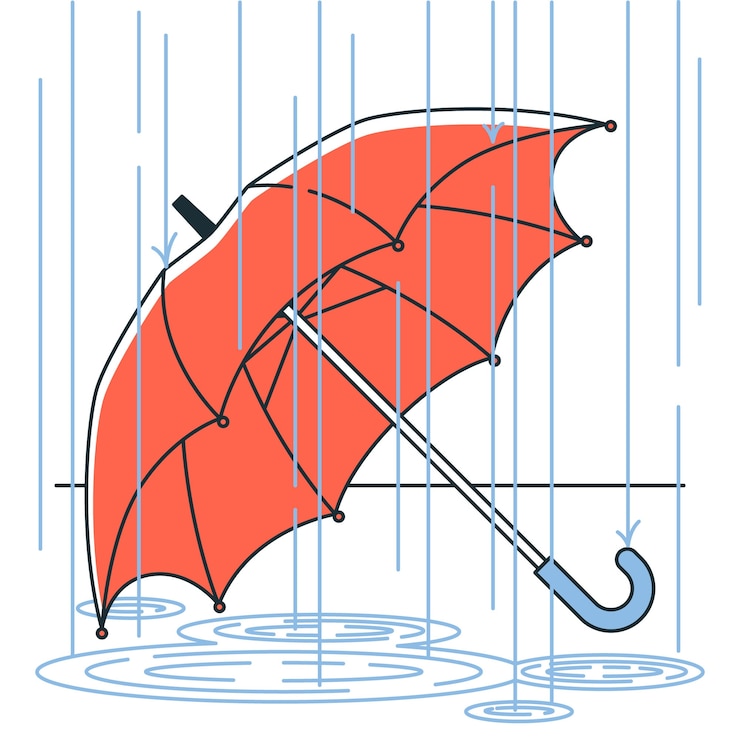 Kostenlose Vektor umbrella- und regenkonzept-illustration