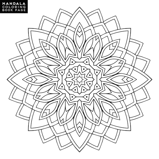 Umriss Mandala für Malbuch. Dekorative runde Verzierung. Anti-Stress-Therapie-Muster. Webendes Design-Element. Yoga-Logo, Hintergrund für Meditation Poster. Ungewöhnliche Blütenform Orientalischer Vektor.