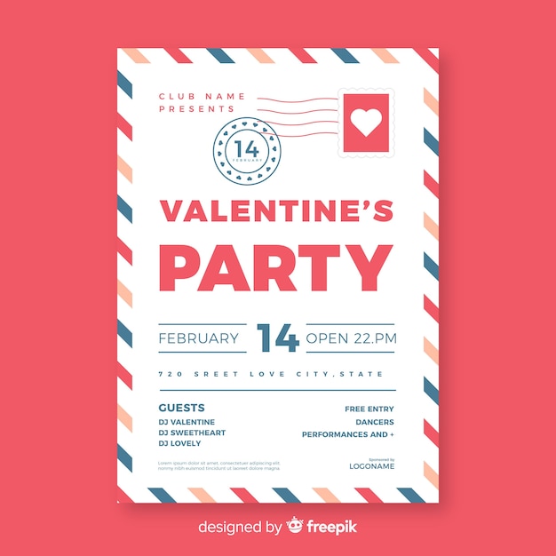 Umschlag valentinstag party poster