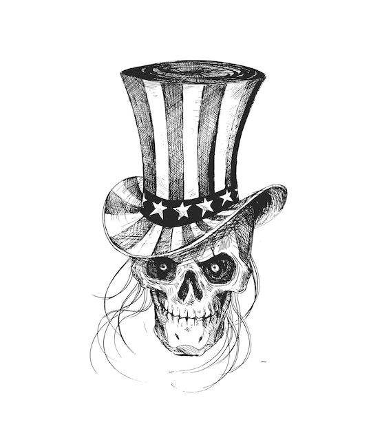 Uncle Sam-Hut zum 4. Juli mit Scratch Devil Skull