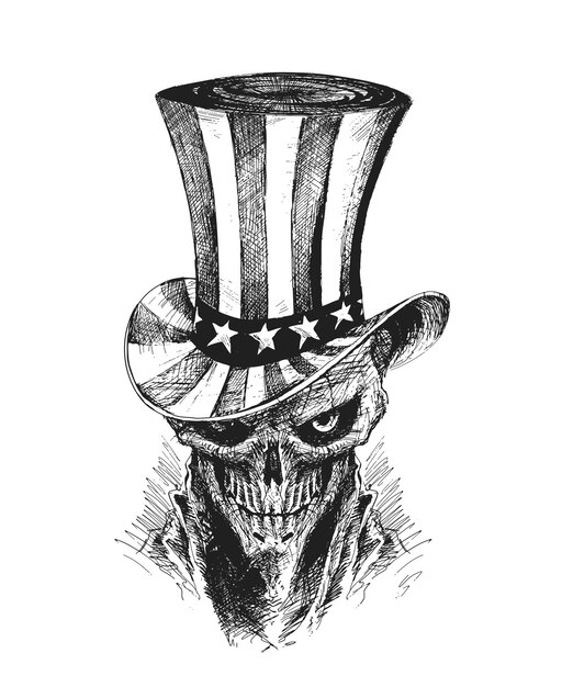 Uncle Sam-Hut zum 4. Juli mit Scratch Devil Skull