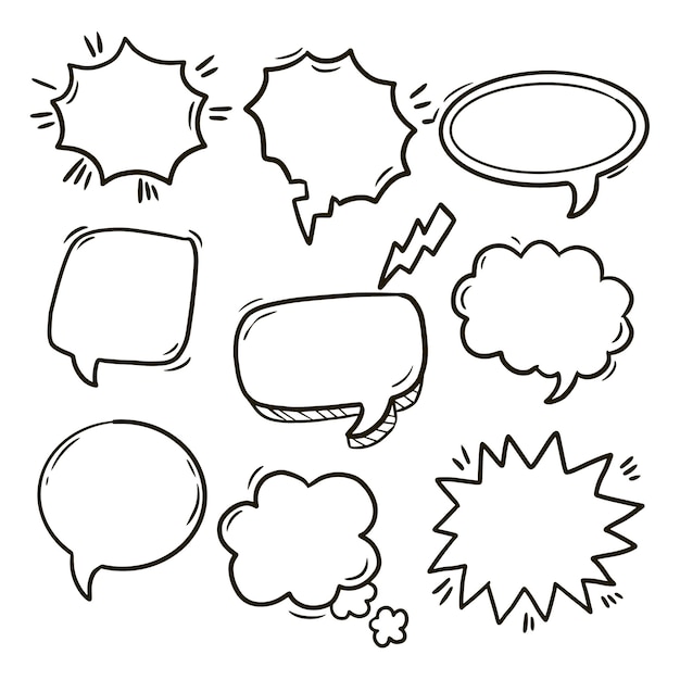 Kostenloser Vektor und gezeichnete sprechblasen-doodle-illustration