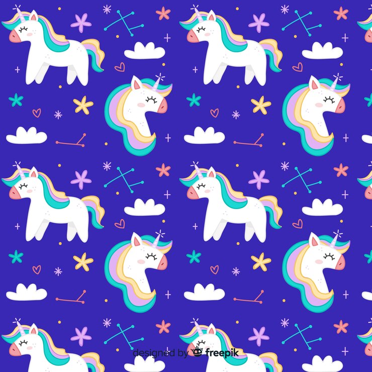 Kostenlose Vektor unicorn muster