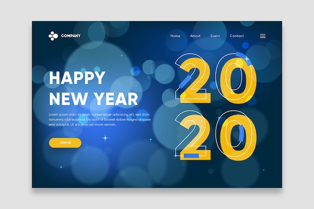 Unscharfe Landing Page des neuen Jahres